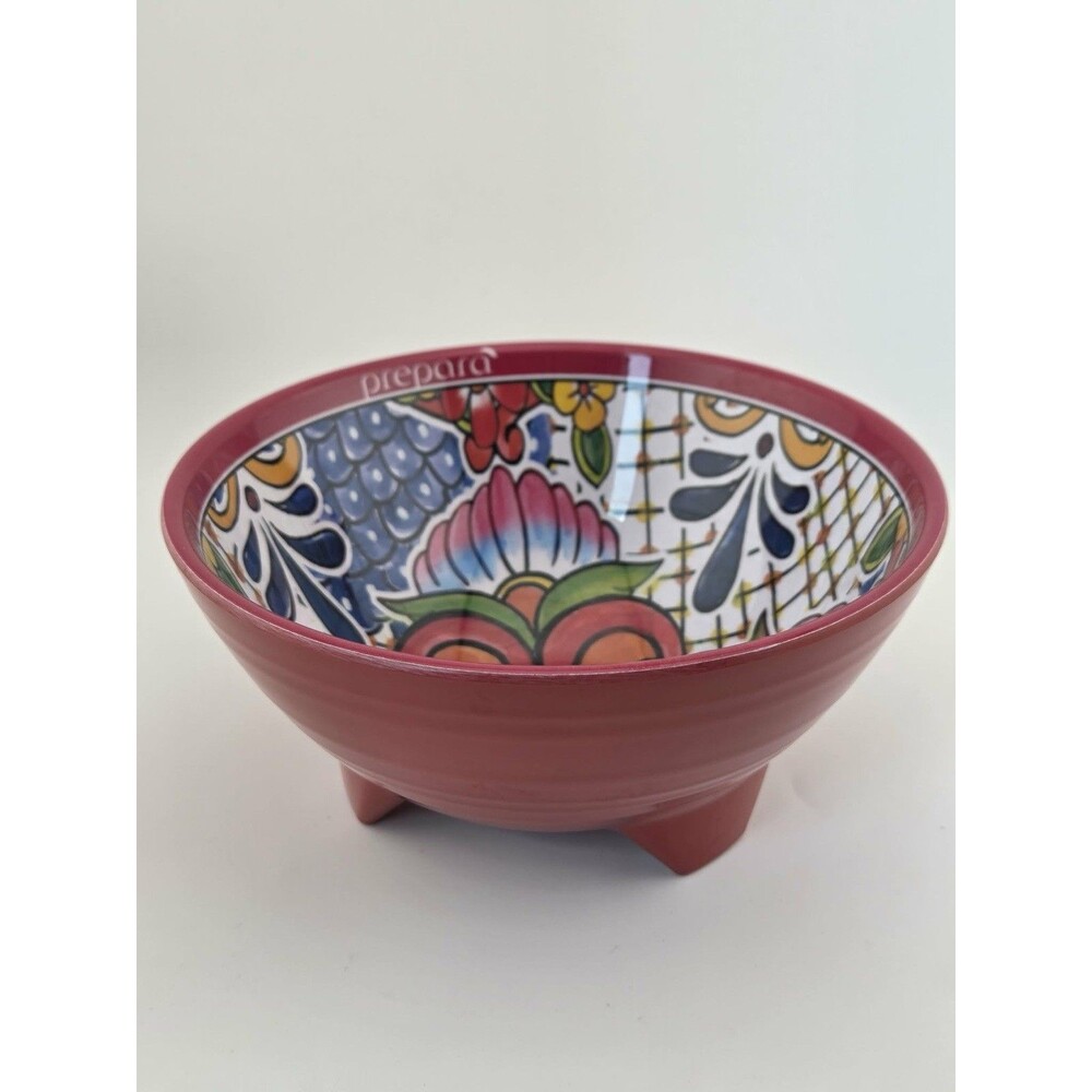 Prepara Taco Party Bowl Red Multi Color Pattern Melamine